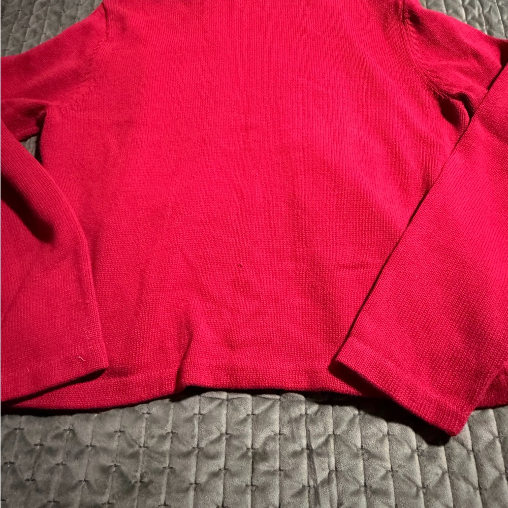 Lauren Ralph Lauren red knit military cardigan black velvet gold buttons XL VTG - Picture 8 of 8